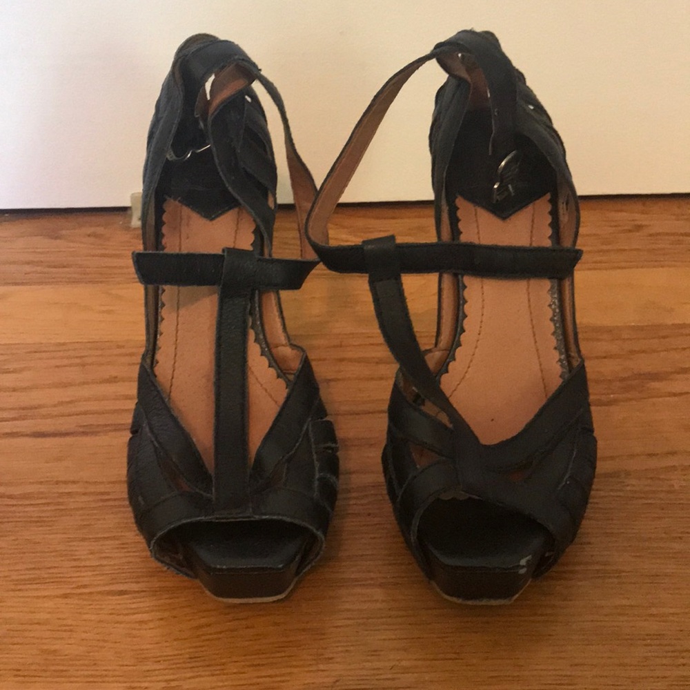 Black T-Strap Chunky Heels